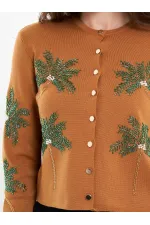 150525 Palm Tree Beaded Cardigan