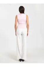 071894 Önü Fermuarlı Örme Kolsuz Body