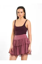 Jupe évasée à détails en dentelle 041180