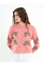 150525 Palm Tree Beaded Cardigan