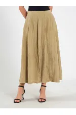 041188 Arkası Lastikli Kloş Midi  Etek