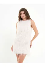 111634 Saçaklı Mini Elbise