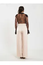 031656 Satin Belted Straight Leg Trousers