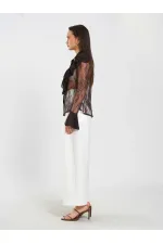 080791 Ruffle Detail Lace Blouse
