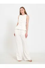 031673 Stella Straight Leg Trousers with Belt Buckle