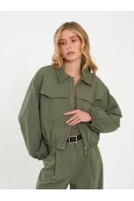 160896 Veste bomber à fermeture éclair frontale