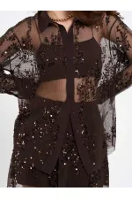 080807 Sequined Trimmed Shirt 080807 Sequined Trimmed Shirt