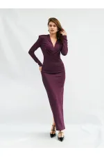 111632 Önü V Yaka Vatkalı Elbise