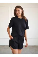 010882 Short mini en maille à taille élastique
