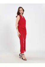 120748 Vest with Lace Detail and Buckle on the Back