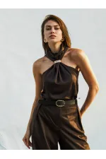 071773 Buckled Satin Blouse