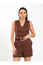 010874 Mini-shorts plissés