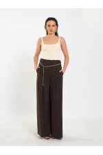 031641 Pervazlı Çift Pile Pantolon