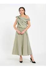 Jupe midi à volants 041162