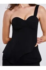 071781 Tek Omzu Askılı Asimetrik Bluz