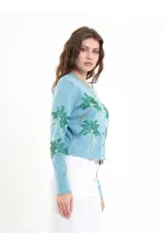 150525 Palm Tree Beaded Cardigan