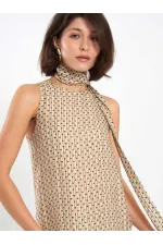 111709 Long Polka Dot Shawl Dress