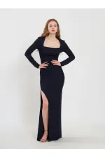 111694 Long-Sleeved Dress with Slit