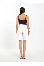010871 Kemer Detaylı Bermuda Şort