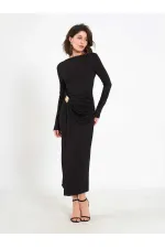 111699 Front Draped Midi Dress