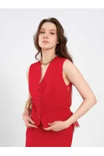 120748 Vest with Lace Detail and Buckle on the Back