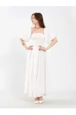 Robe en coton à manches ballon 111736 Robe en coton à manches ballon 111736