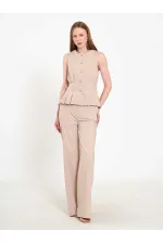 031673 Stella Straight Leg Trousers with Belt Buckle