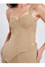 071781 Tek Omzu Askılı Asimetrik Bluz