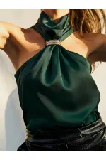 071773 Buckled Satin Blouse