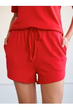 010882 Mini-short en maille à taille élastique