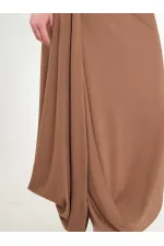 041197 Elastic Waist Asymmetrical Midi Skirt