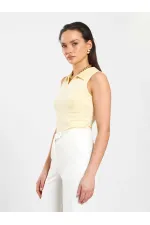 071894 Önü Fermuarlı Örme Kolsuz Body