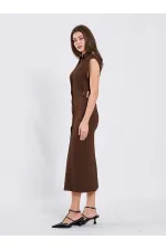 111636 Omzu Apoletli Örme Elbise