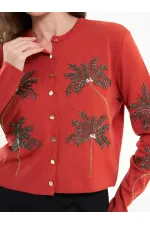 150525 Palm Tree Beaded Cardigan