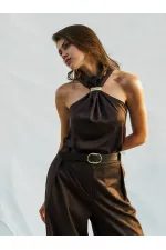 071773 Buckled Satin Blouse