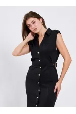 111636 Omzu Apoletli Örme Elbise