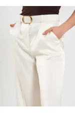031656 Satin Belted Straight Leg Trousers