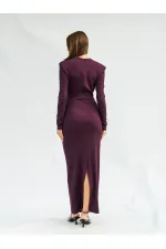 111632 Önü V Yaka Vatkalı Elbise