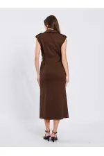 111636 Omzu Apoletli Örme Elbise