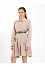 Robe asymétrique à volants et ceinture 111703