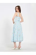 111729 Midi Dress with Ruched Bust and Ruffles 111729 Midi Dress with Ruched Bust and Ruffles
