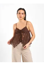 071861 Strappy Asymmetrical Blouse with Gathered Front