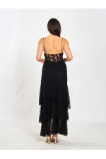041177 Katlı Yırtmaçlı Dantel Etek