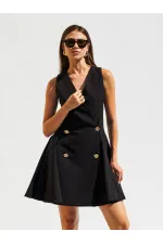 111611 Sleeveless Mini Button Detail Dress