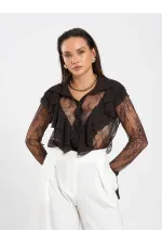 080791 Ruffle Detail Lace Blouse