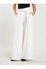 031641 Pervazlı Çift Pile Pantolon