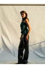 071773 Buckled Satin Blouse