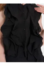 080774 Sleeveless Shirt with Ruffle Detail at Front