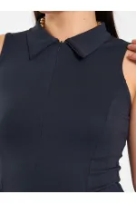 071894 Önü Fermuarlı Örme Kolsuz Body