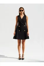 111611 Sleeveless Mini Button Detail Dress